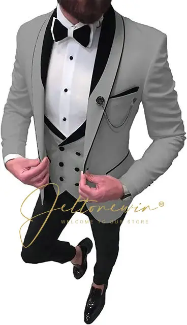 

Groomsmen Suit 3-piece Men's Casual Wedding Slim Fit Casual Fashion Black Red Blazer Men Set Man Suits For Groom Wedding Terno