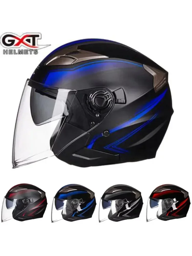 AliExpress NONE New GXT 708 Double Visor Electric Motorbike Bicycle Scooter Safety Helmet Men/Women Half Face Summer Motorcycle Helmets Autumn