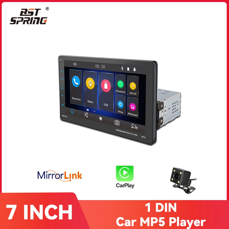 Bosstar Adjustable Mp5 Universal Car Radio 1 Din Chassis 9inch BT Mirror Link Player Car Audio System