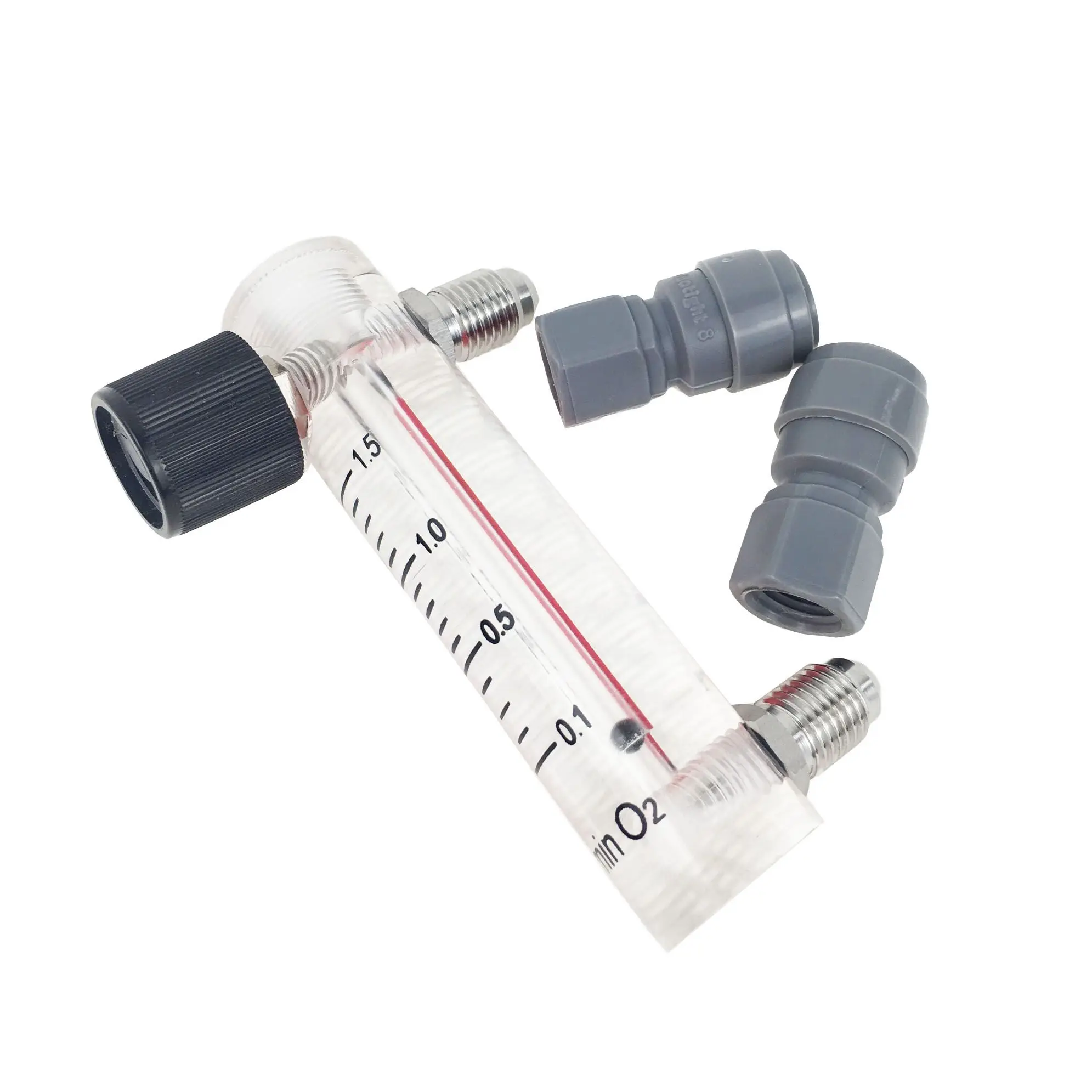 Miernik przepływu tlenu KegLand 0,1–1,5 l/min (z złączami Duotight 8 mm)