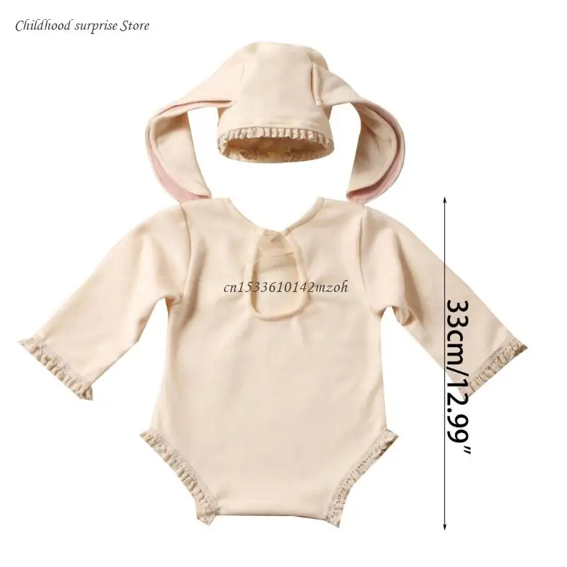 Infant Hooded Jumpsuit and Hat Combo Photography Outfit for Newborn Photography Suitable for 0-1 Month Olds Dropship