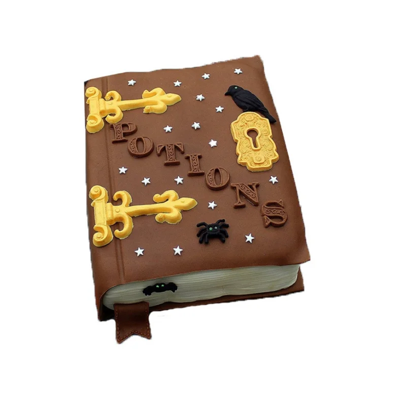 Codebook Treasure Chest Key Lock Cylinder Fondant Silicone Mold Biscuits Chocolate Clay Mould Baking Cake Decorating Tools