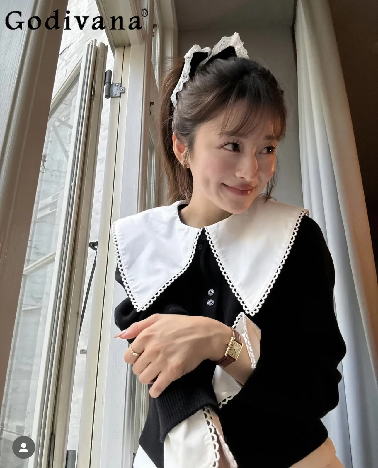 

Japanese Style Girl Original College Style Doll Collar Knitted Cardigan 2026 Spring New Gentle Sweet Lady Versatile Top