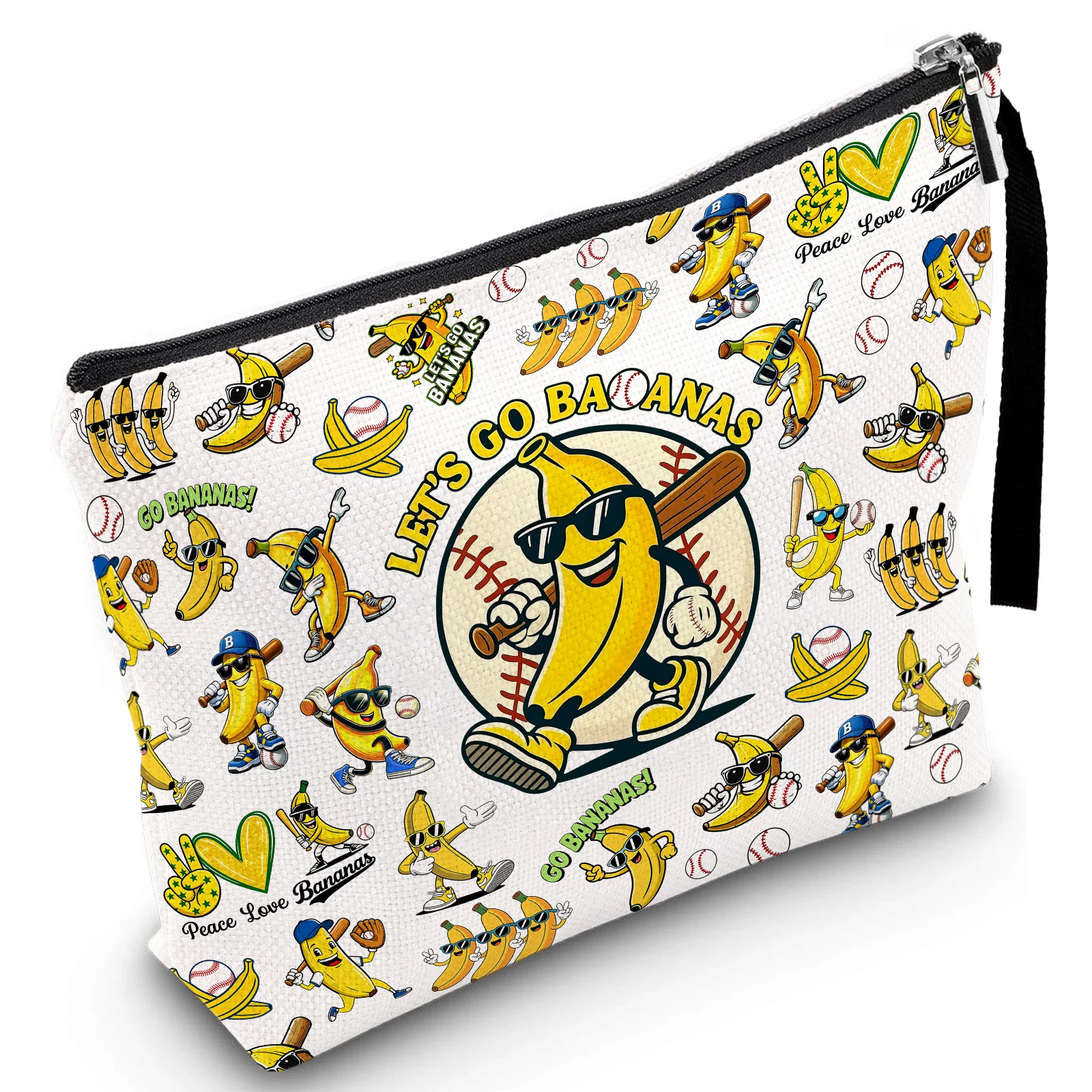 Funny Bananas Makeup Bag for Women, Savannah Cosmetic Pouch with Zipper, Travel Toiletry Organizer, Birthday Gifts for Her
