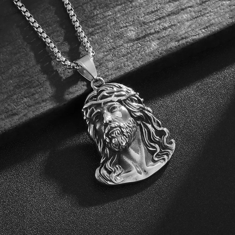 Hip Hop Bling Iced Out Stainless Steel JESUS PIECE Pendants Necklace for Men Rapper Jewelry Gold Silver Color