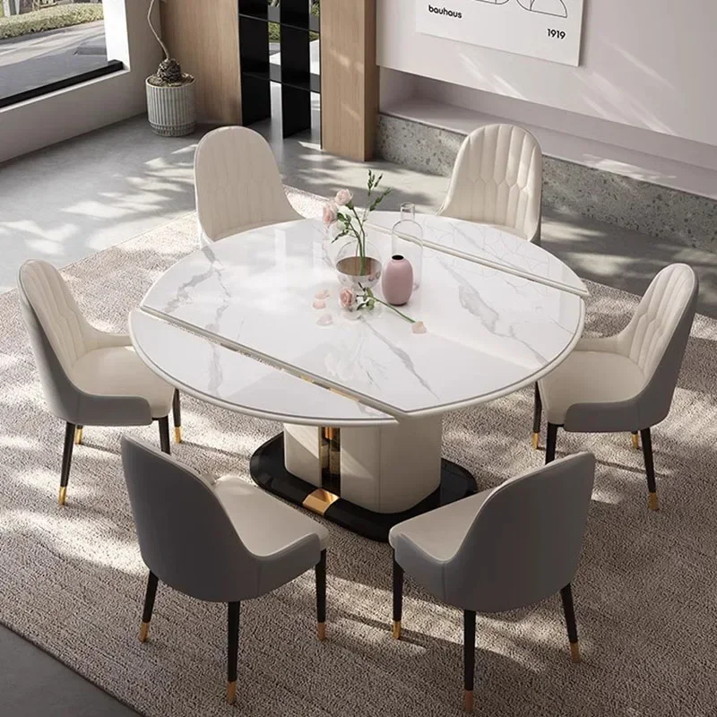 

Household Oval Modern Dining Table Solid Wood White Folding Dining Table Restaurant Chairs Mesas De Comedor Home Furniture