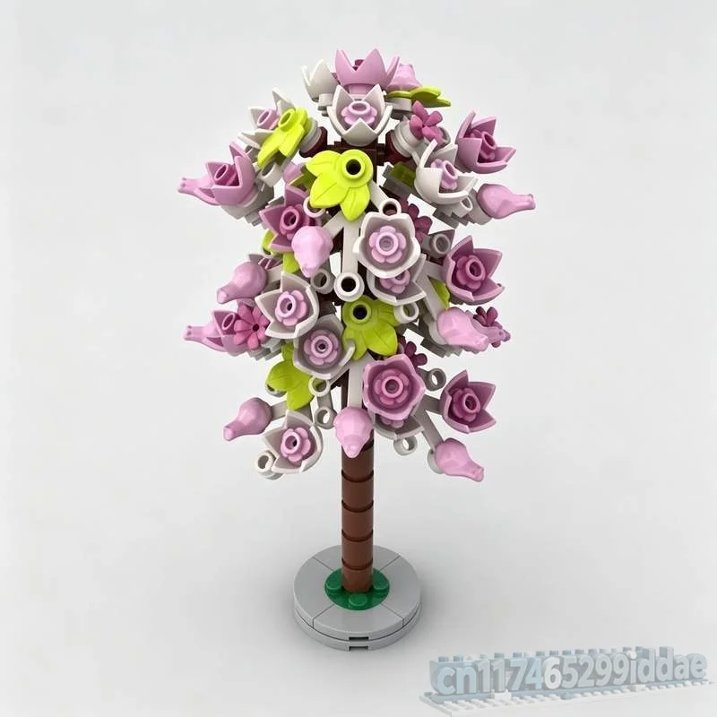 150PCS Blooming Flower Tree Plant Model Building Blocks MOC Creative Garden Botanical DIY Assembly Educational Toy Display Gift