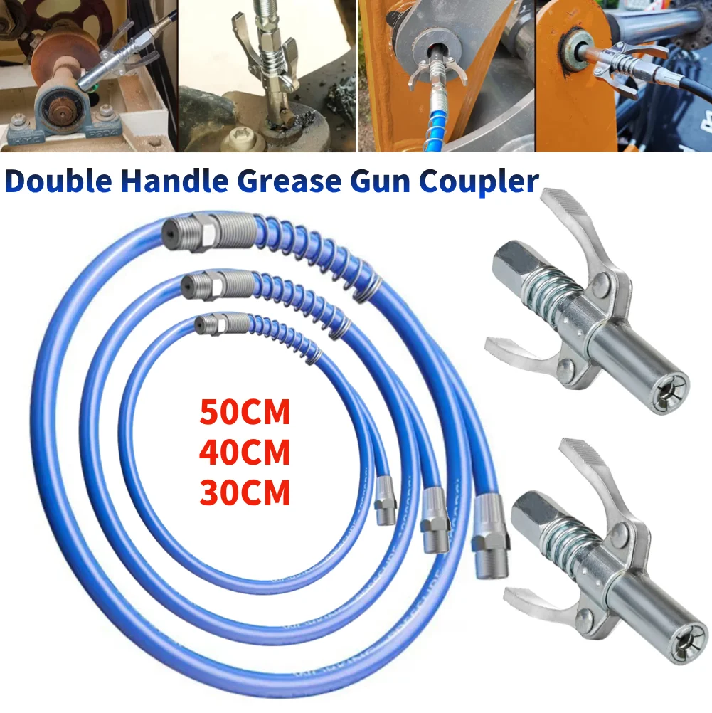 Double Handle Grease Gun Coupler 10000PSI MAXI NPTI/8 Oil Pump Quick Release Grease Nozzle Injector Lubricating Oil Grease Guns