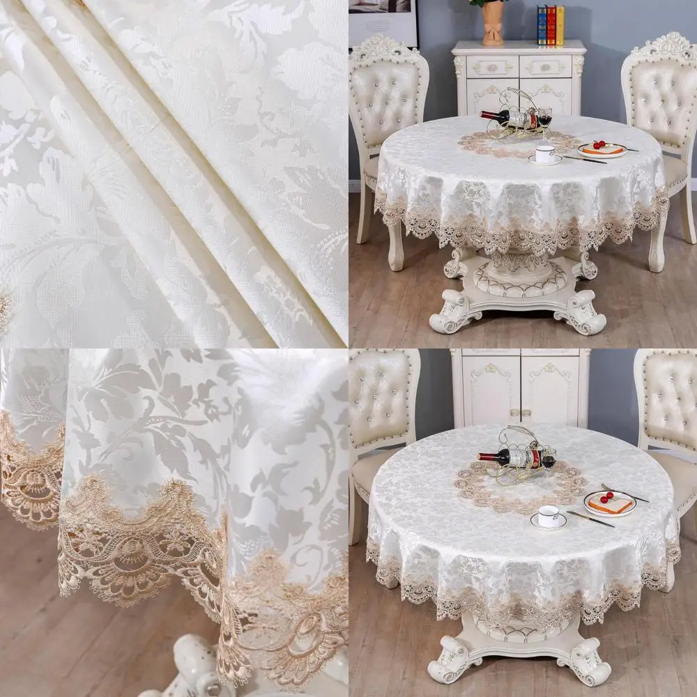 

Circular Lace Tablecloth for 70 Dining Tables - Perfect for Rustic, Farmhouse, and Outdoor Parties, Ideal for Spring, Summer, an