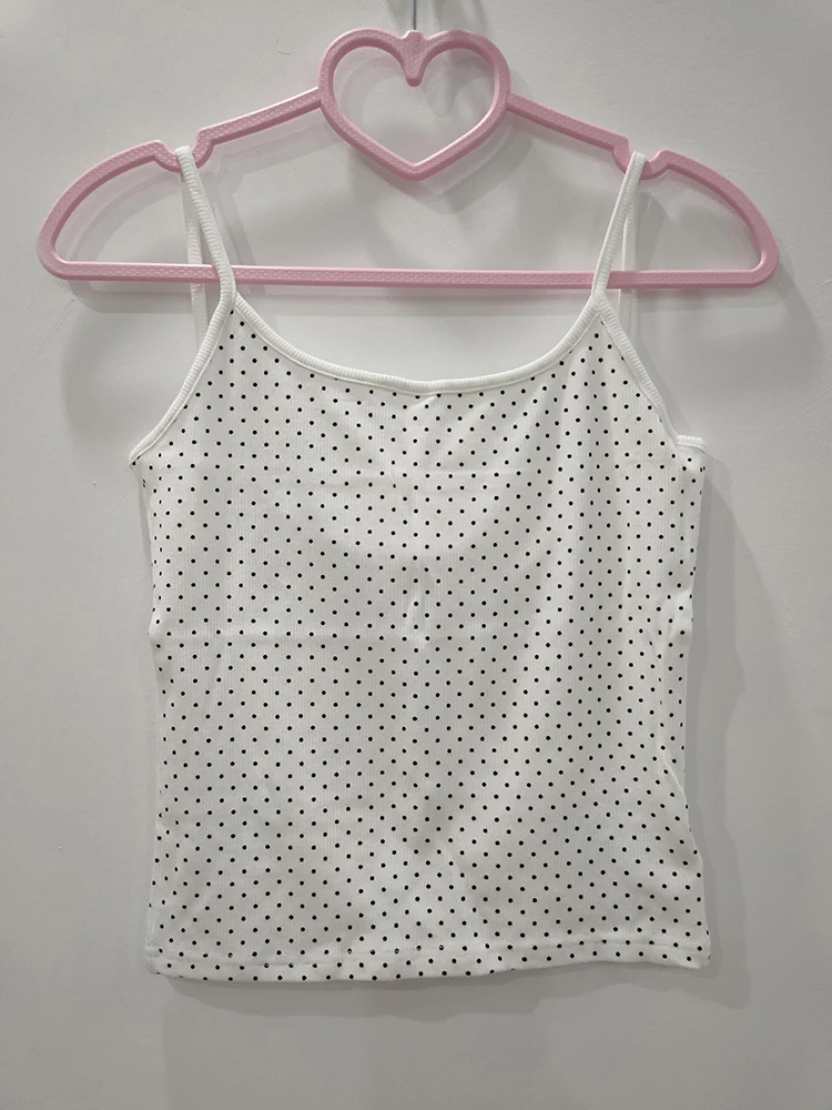 Cute Crop Tops Women Summer Polka Dots Cropped for Sweet Girls Lolita Style Kawaii Clothes