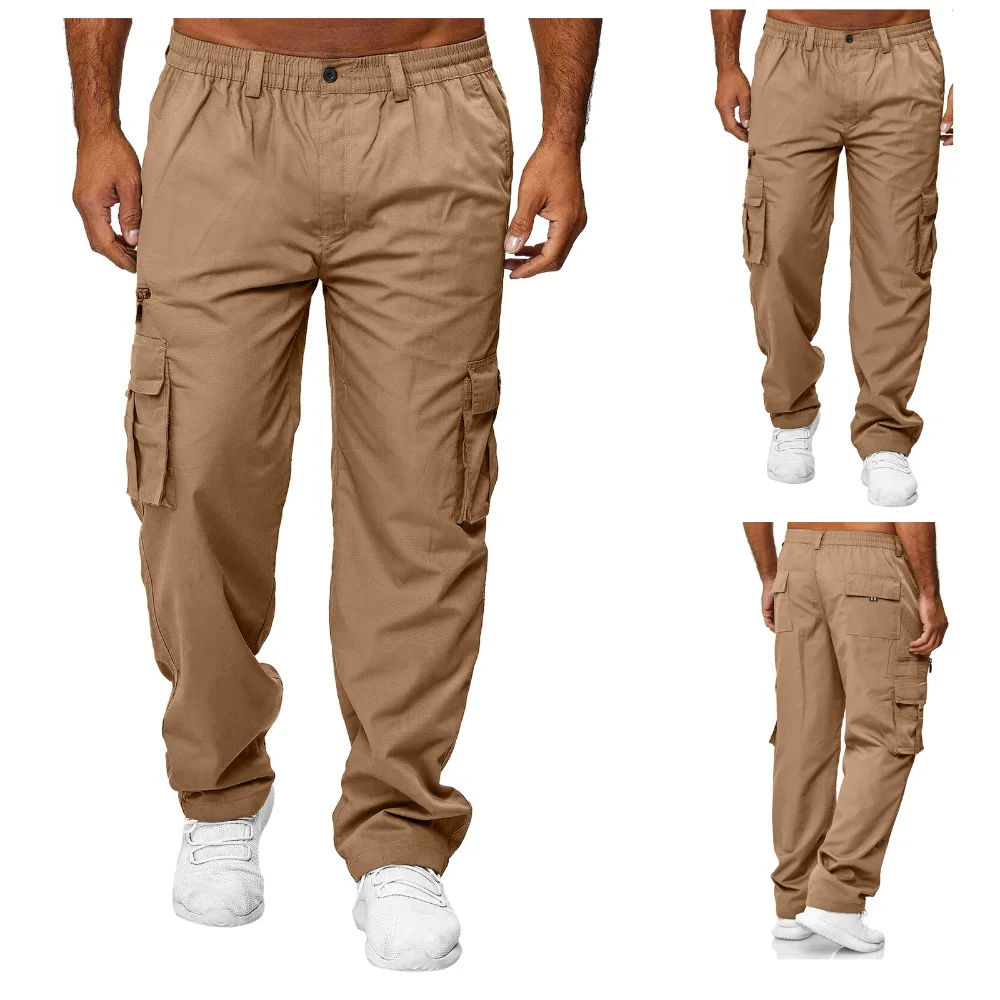 Hommes Cargo fjElastic Taille artificiel astique Multi-poches adt skip Travail Pantalon En Plein Air Fitness Sports Pantalon Décontracté S-4XL