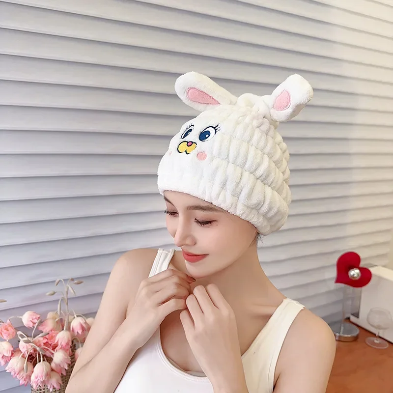 Cute Animal Hair Dry Hat Towel Quick Dry Shower Cap Strong Absorbing Drying Soft Cartoon Duck Rabbit Unicorn Children Hair Hat