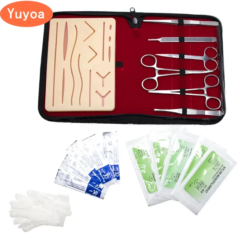 Dental Medical Students Suture Practice Kit Surgical Training with Skin Pad Model Tool Set Educational Teaching Equipment