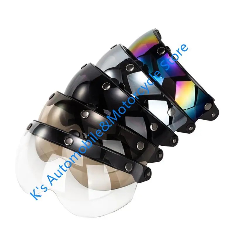 

Q39F Universal Motorcycles Retro Pilot-Style Standard 3 Snap-Button Visors Up Down Open Face Helmet Wind Shield Durable
