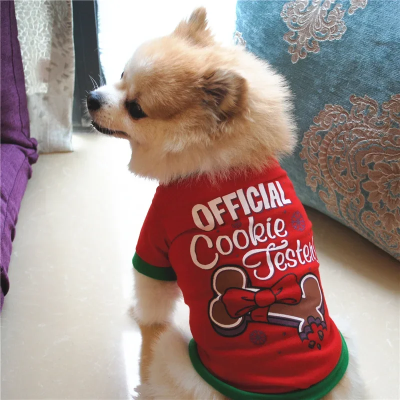 Christmas Dog Clothes Cotton Pet Clothing For Small Medium Dogs Vest Shirt New Year Puppy Dog Costume Chihuahua Pet Vest Shirt