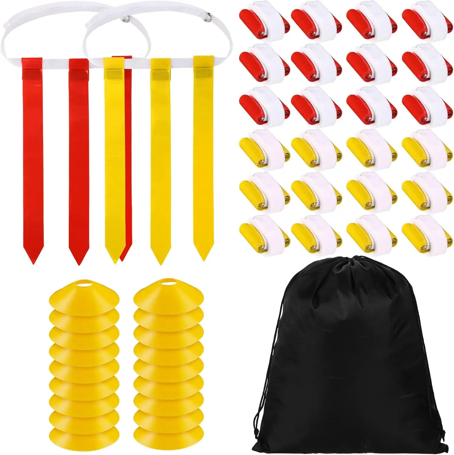 

24 Player Flag Football Set for Adult Youth Include 24 Belt 72 Flags and 18 Comes with 1 Carrying Bag for Teens Outdoor Training