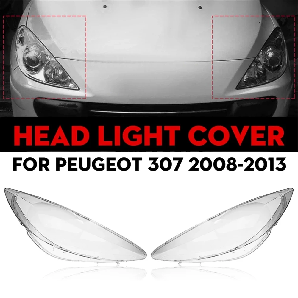 1 par do farol dianteiro do carro tampa do farol Lens Shell substituição para 307 2008 2009 2010 2011 2012