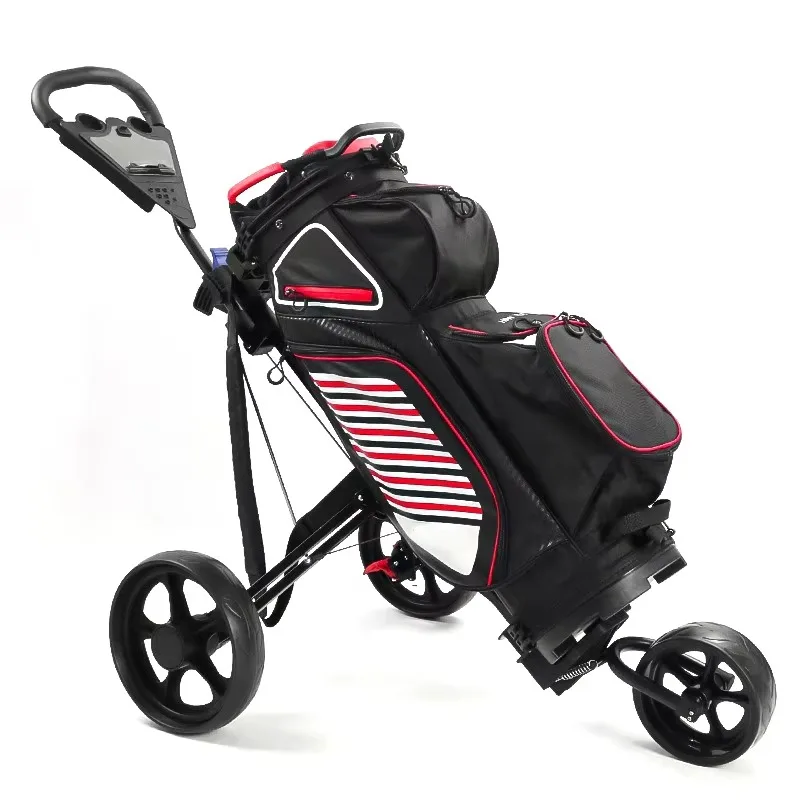 MATRIX ZH-A001 3 Wheel Manual Push Pull Golf Cart Ultra Lightweight Foldable Metal 20kg Load Capacity Storage Golf Bag Trolley