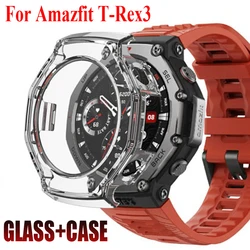 Tempered Glass+Case For Amazfit T REX 3 Screen Protector Hard PC Bumper Protective Cover for Huami Amazfit T-REX3 Accessories