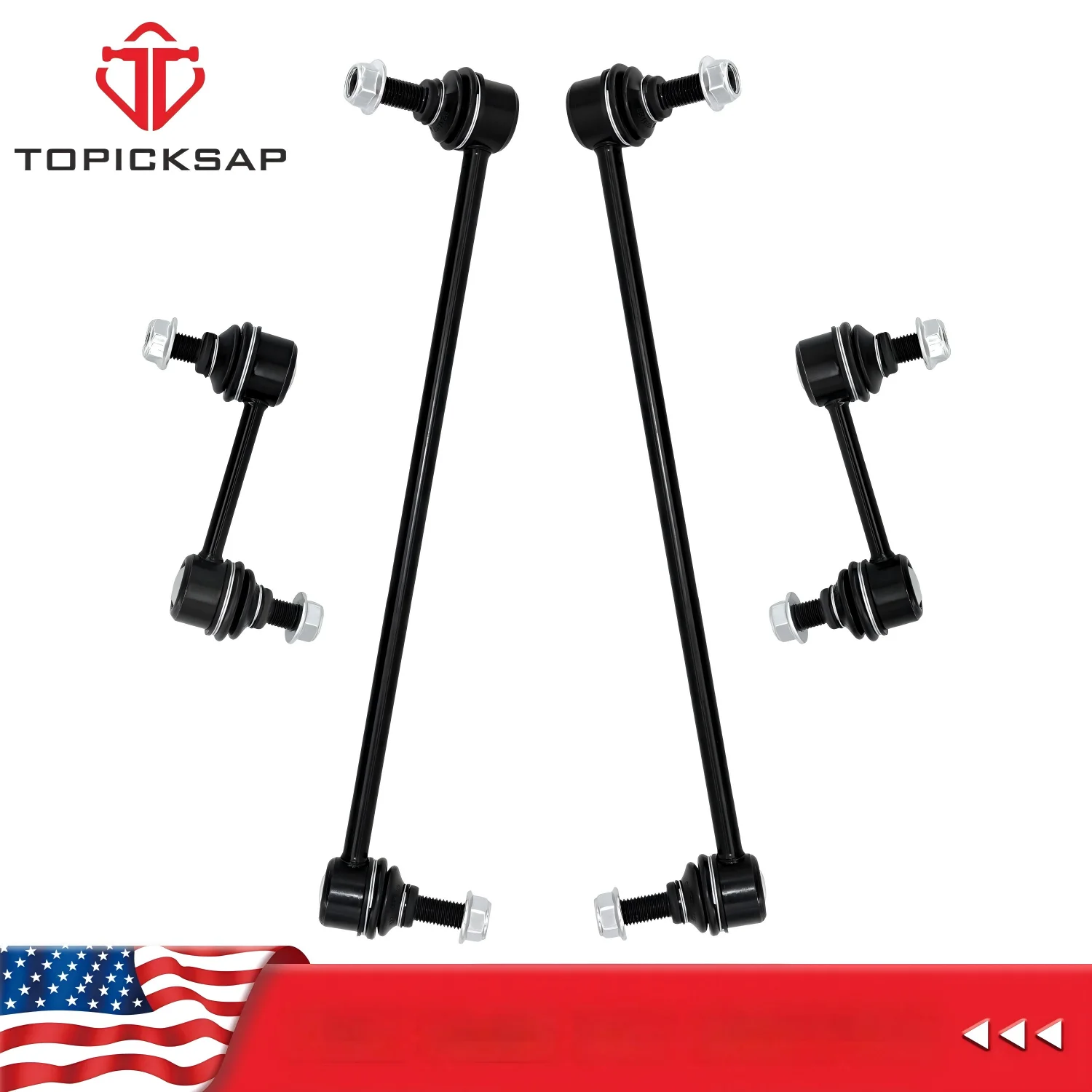 TOPICKSAP 4Pcs Front/Rear Sway Bar End Link Kit for Kia Sorento/Hyundai Santa Fe/Veracruz 2007-2013 Suspension K750204 K750279