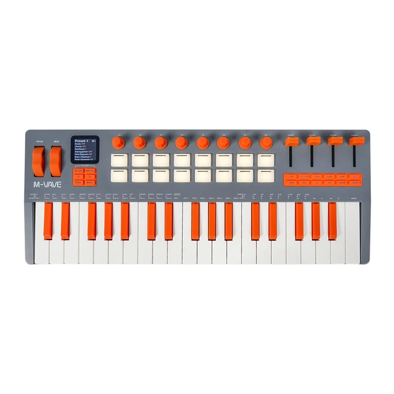 -37 Pro 37-Key MIDI Controller with 16 RGB Pads 8 Knobs Built-in Synthesizer Portable Keyboard Instruments Digital