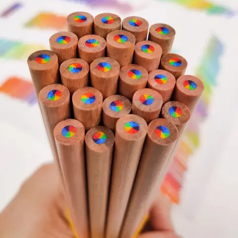 Bilashmart 12PCS seven-color rainbow pen multi-color pencil creative color pen gradient color mixed color DIY color pencil hand-painted stu