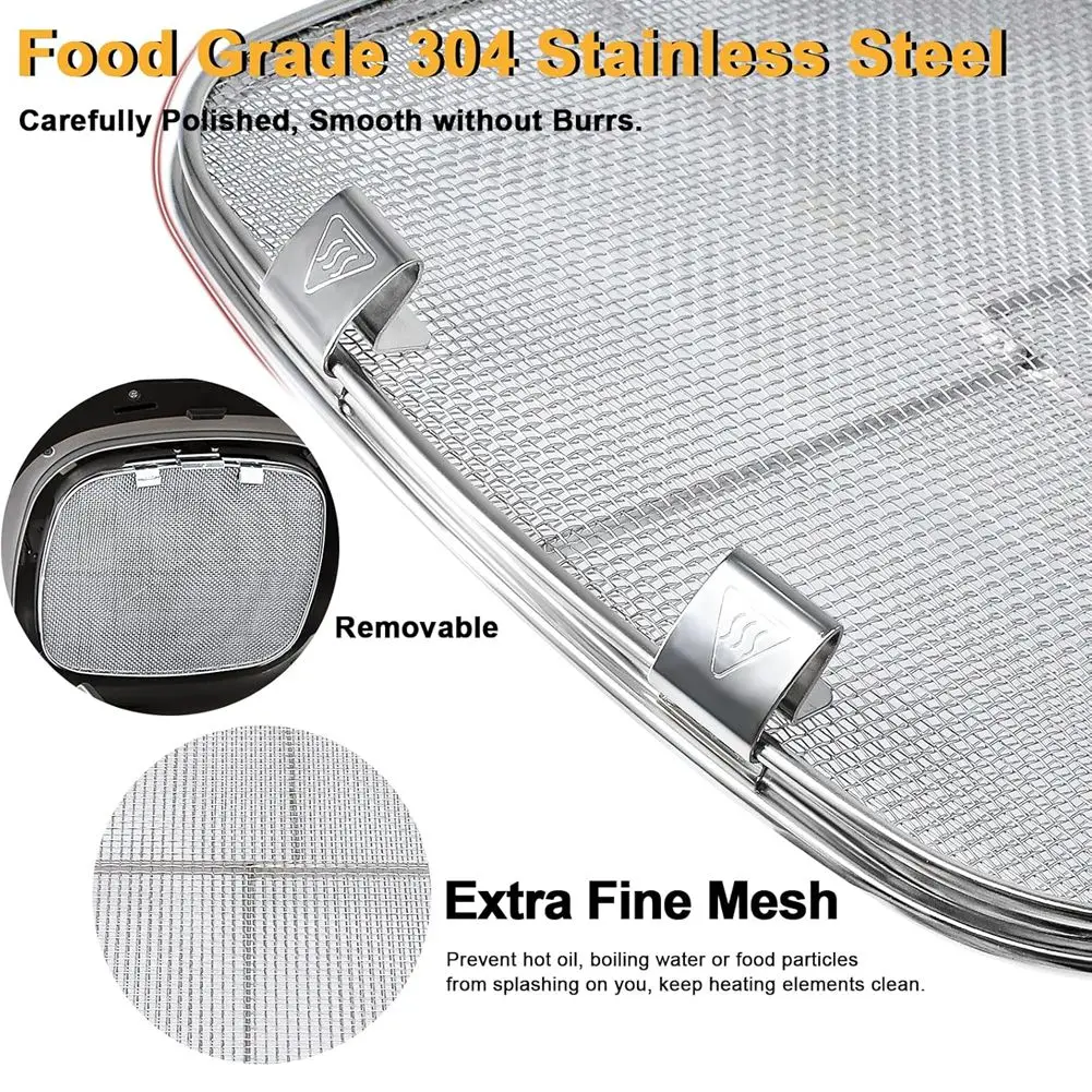 wilwill Grill Plate Grate & Stainless Steel Splatter Shield for Ninja Foodi 5-in-1 Grill Parts AG301, AG400, AG300, IG350Q,