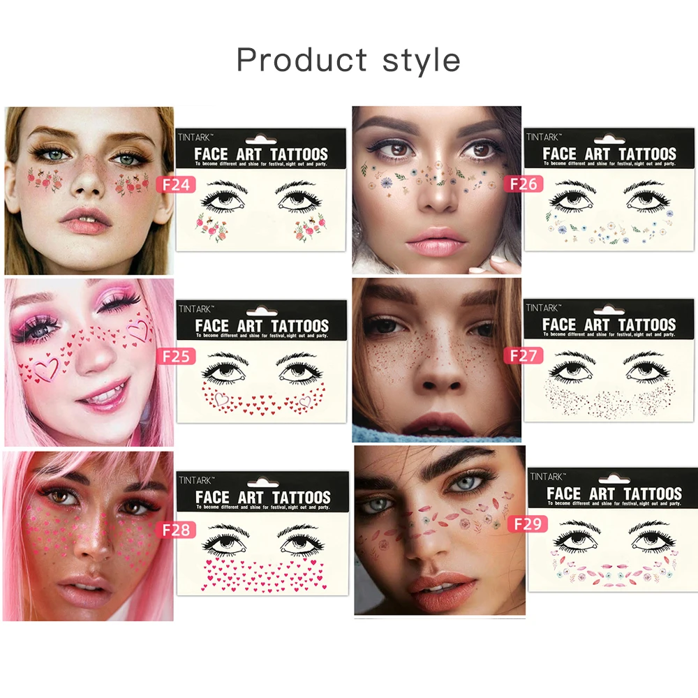 Flash Metallic Gold Face Temporary Tattoo Waterproof Blocked Freckles Makeup Stickers Eye Decal Wholesale