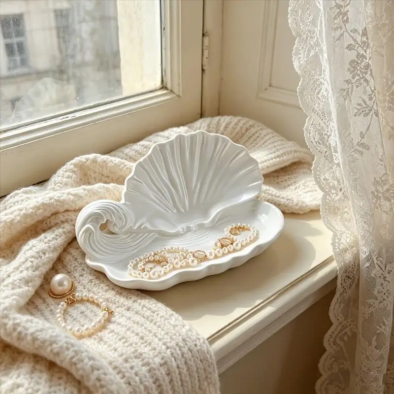 New Ocean Wave Seashell Shaped Exquisite Jewelry Storage Tray Stylish Accessory Tray For Jewelry Gift Storage Ornaments