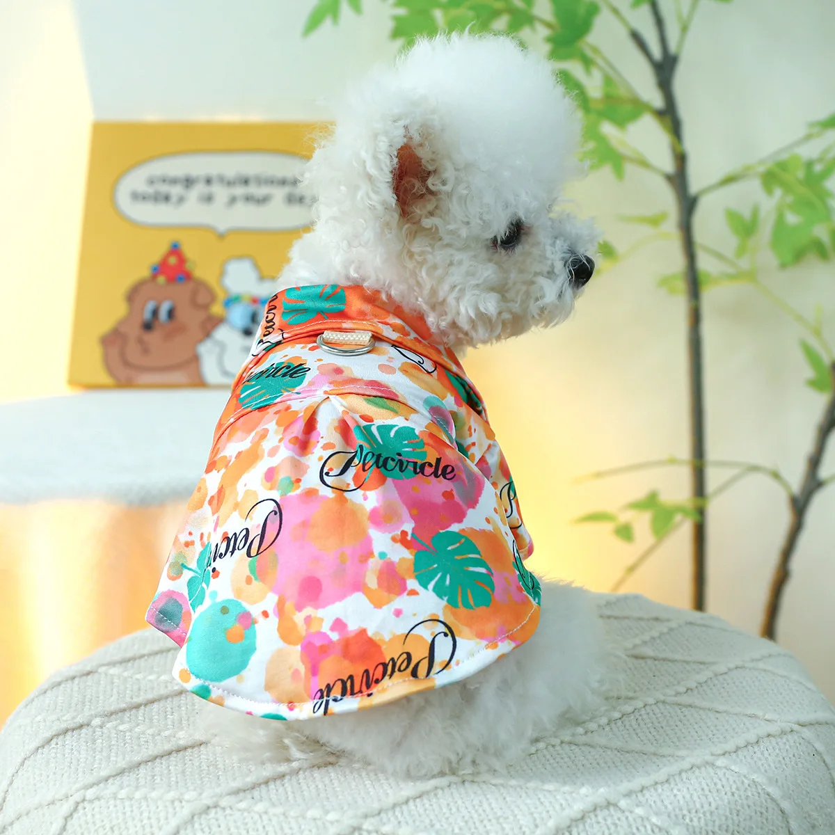 

Striped Shirt Pet Clothing T-shirt Thin Coat Dog Shirt Spring/summer Small and Medium-sized Dog Colorful Flower Shirt 강아지 옷