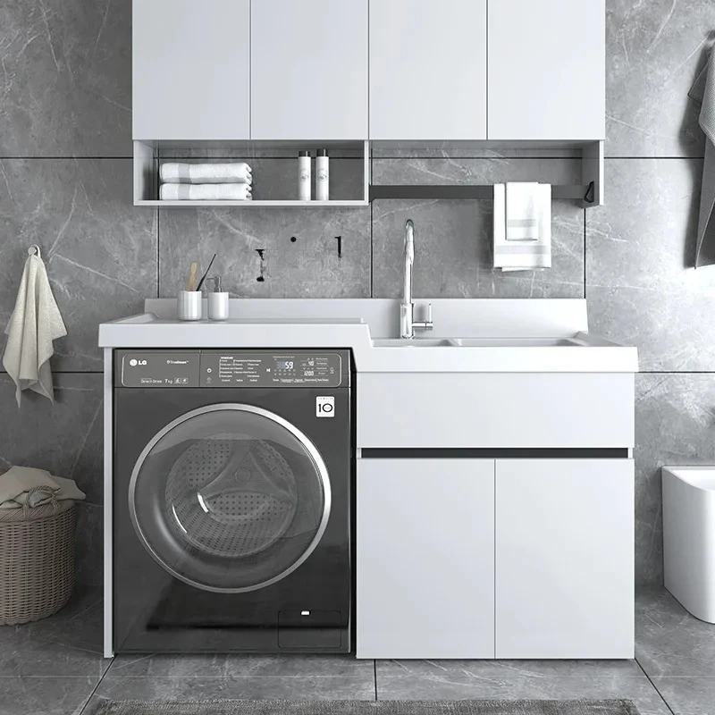 ZF Honeycomb Aluminum Washing Machine Cabinet Balcony Wash Basin All-in-One Cabinet Wash Wardrobe Drum Laundry Tub