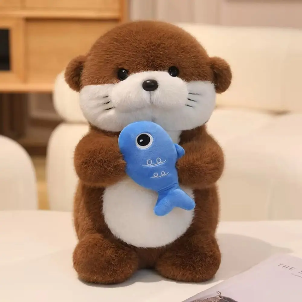 

Fluffy Otter Plush Toys Soft Cartoon Holding Fish Otter Doll Novelty Collection Stuffed Otter Doll Pillow Children Girls Boys