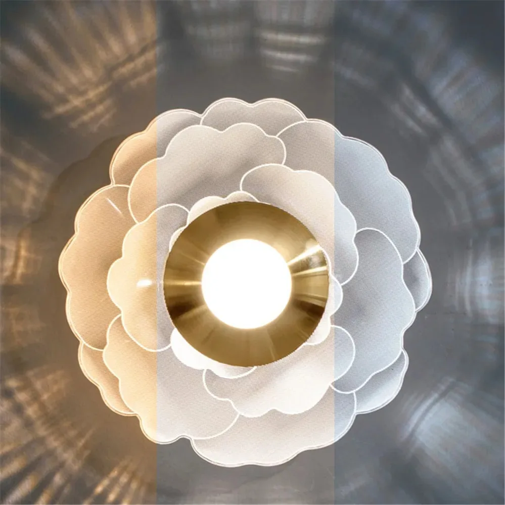 Creative Acrylic Flower Petals Led Wall Lamp Modern House Decoration Bedside Hotel Stairs Indoor Aisle Bar Sconces Night Lights