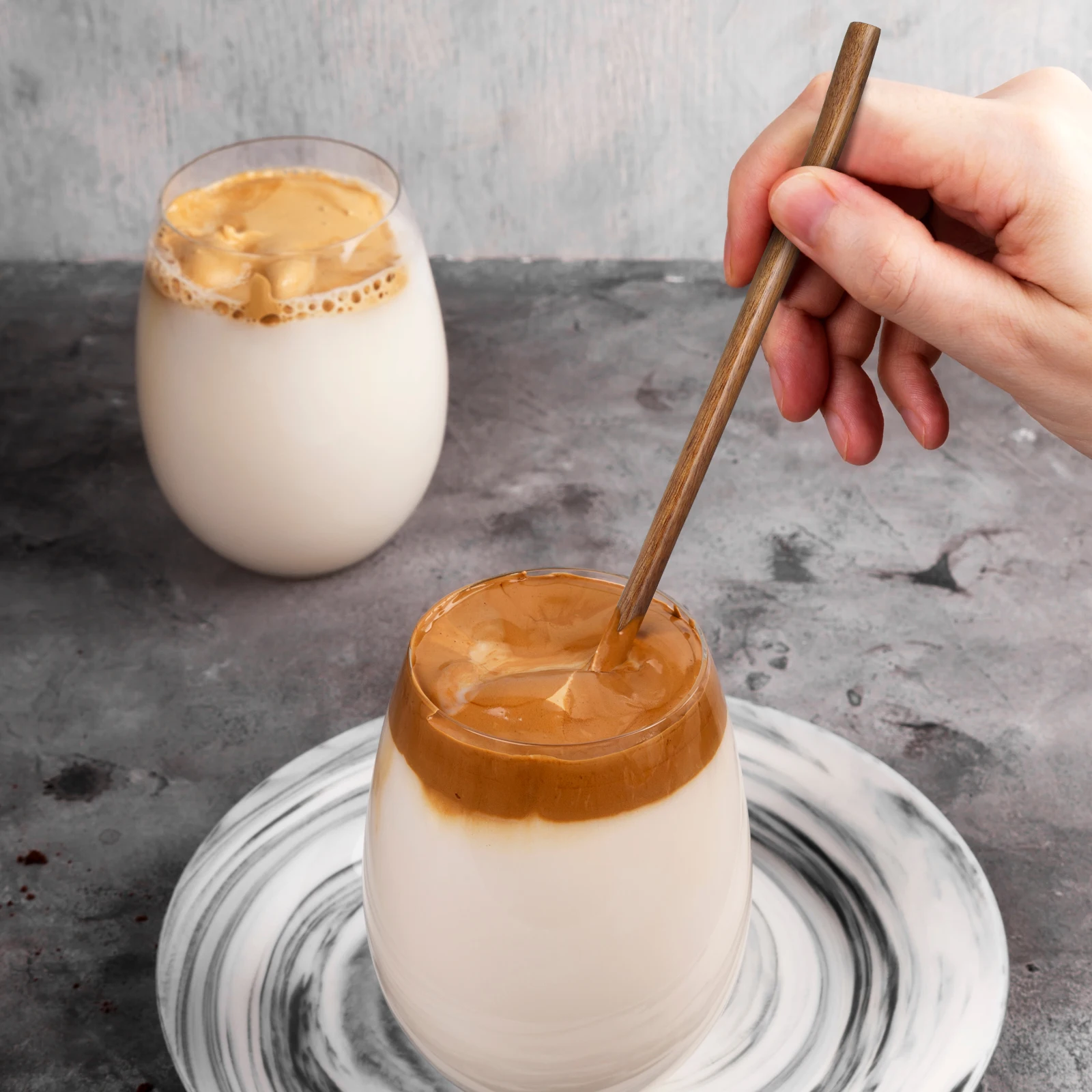 

2pcs Long Coffee Japanese Style Wooden Honey Dessert Appetizer Round Handle Wood For Tea Coffee Stirring Long Handle Wooden