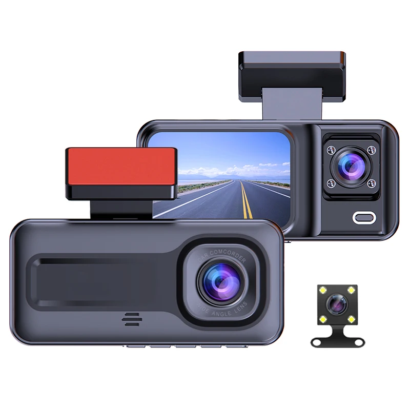 

2-inch High-definition Three Lens With Night Vision Driving Recorder 1080P Car Interior & Exterior 3 Channels Car Monitoring
