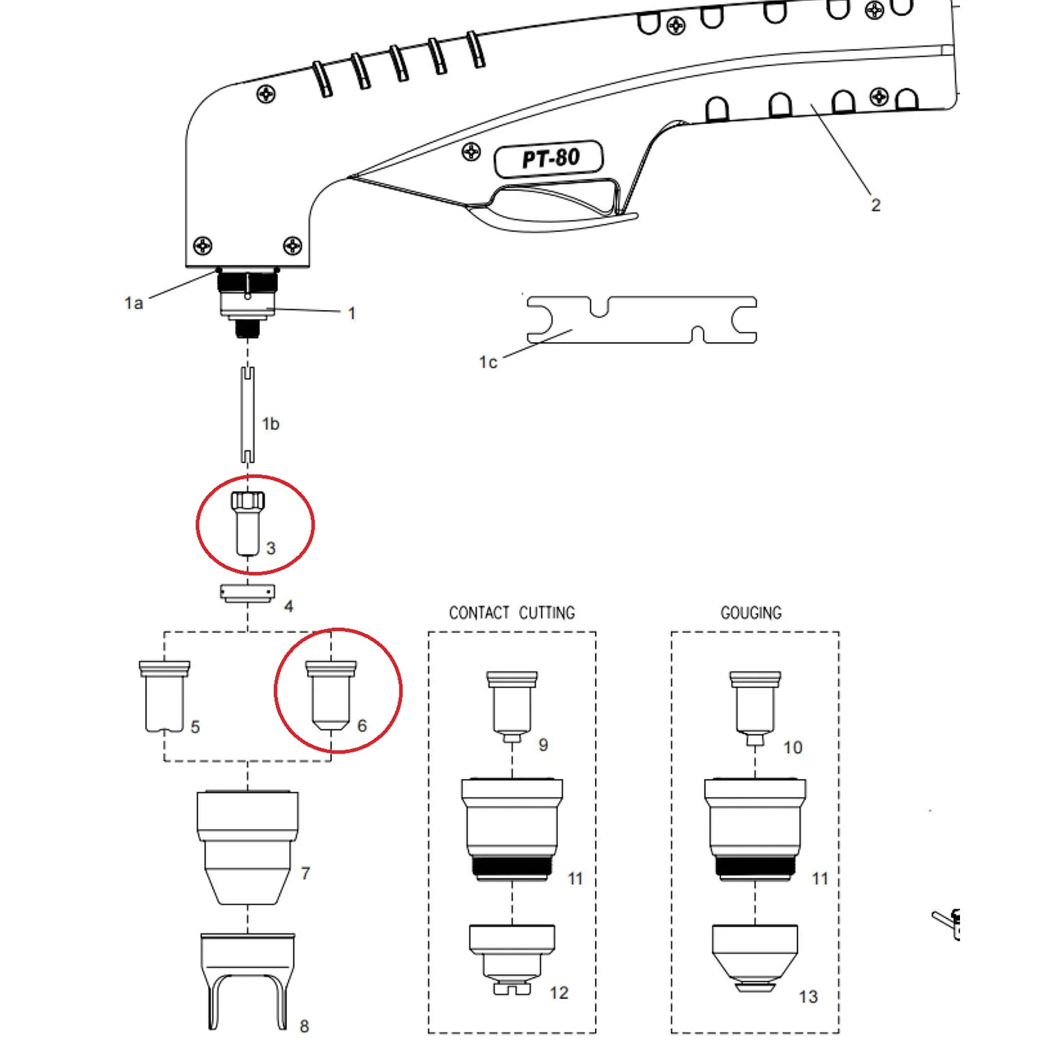 10 Pointe de buse 10 Électrode 51311.11 51311.13 52558 PT-80 PT80 PTM-80 IPT-80 IPTM-80 IPTM80 IPTM PT 80 80A Torche de découpe plasma