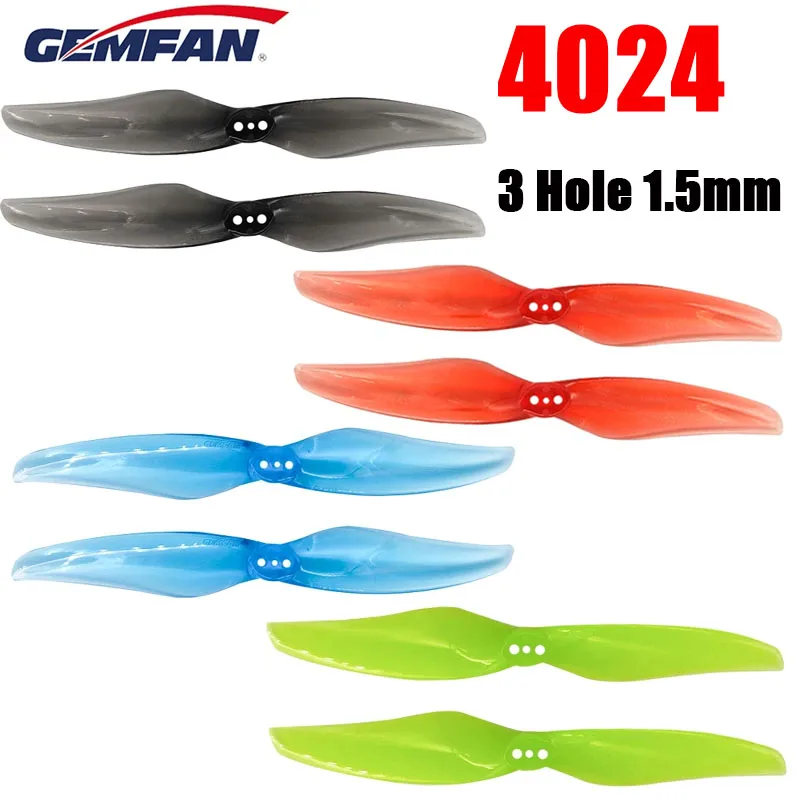 8 Pair Gemfan Hurricane 4024 3 Hole Propeller 1.5mm 4X2.4 inch 2 Blade CW CCW Drone Propeller For Mini FPV Brushless Motor