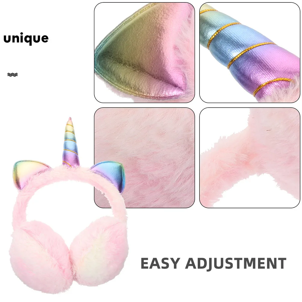 2Pcs NEW Earmuffs Women Kids Girls Cute Unicorn Winter Warm Foldable Windproof Ear Warmer Earmuff For Indoor And Outdoor Pink