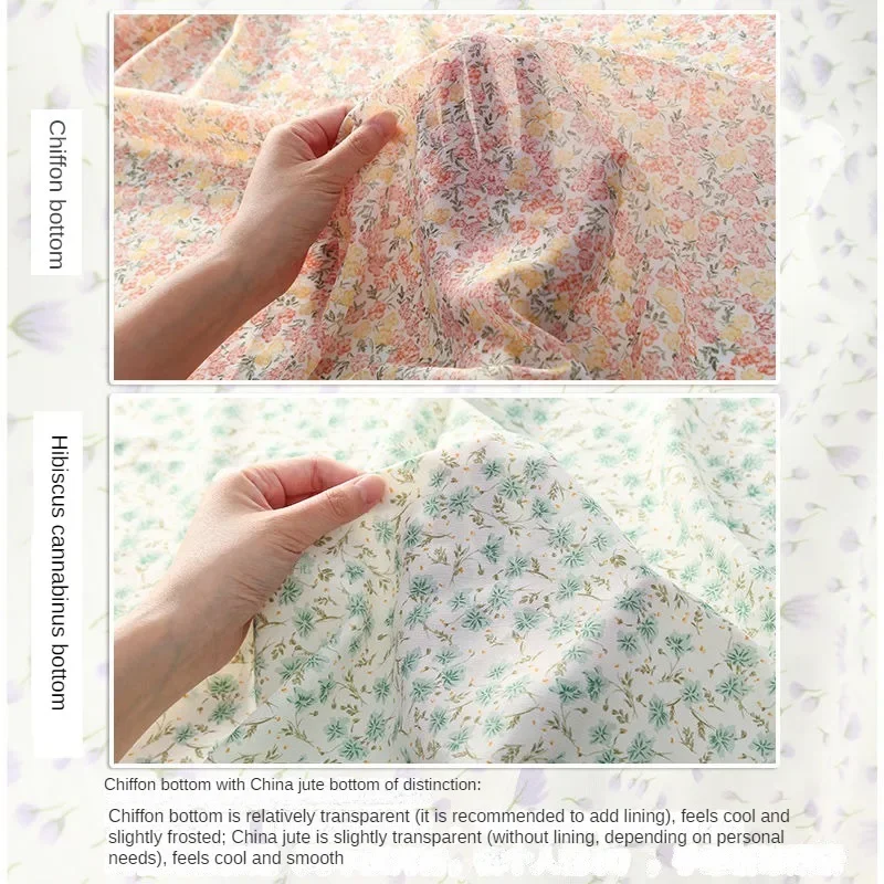 Floral Chiffon Fabric Summer By The Meter for Dress Shirt Children Clothes Skirt Diy Sewing Cloth Printed Thin Soft Anti-wrinkle