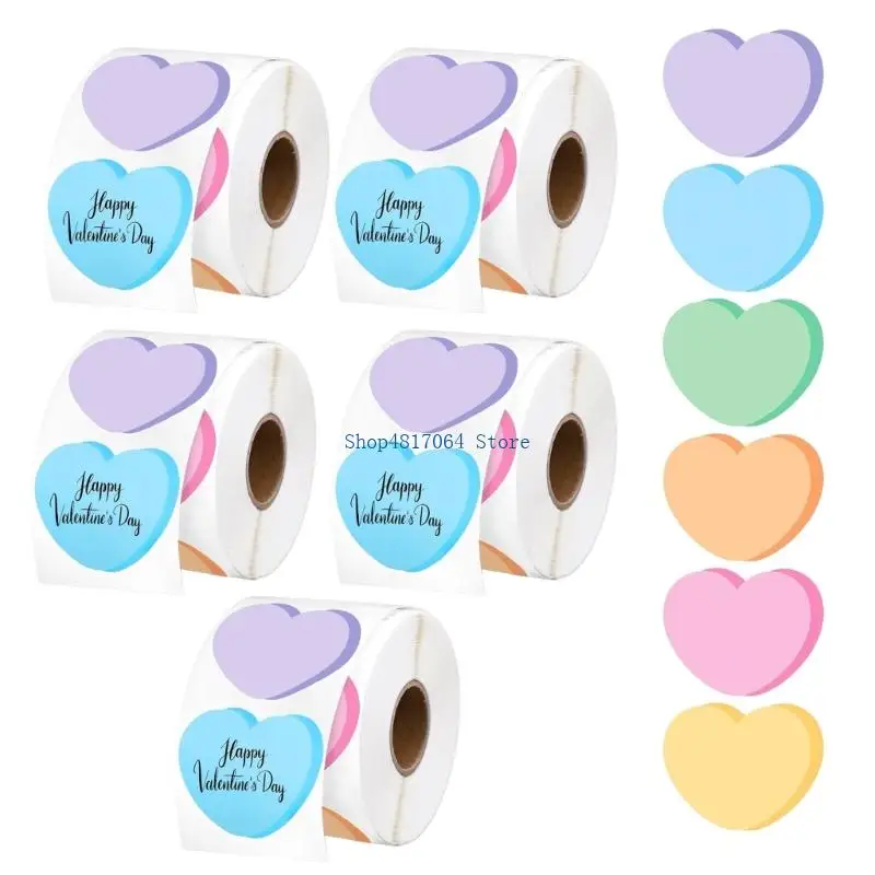 T3LB 2500Pieces Assorted Color Heart Sticker for Wedding Valentines Decoration
