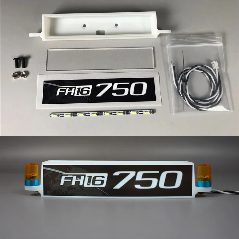 

JUWUBA LED Advertising Light Boxes Sun Visor Light Parts for 1/14 Tamiya RC Truck Tipper VOLVO 750 FH16 560360 Diy
