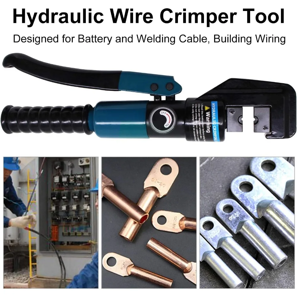 10 Ton Hydraulic Crimping Tool with 11 Dies & Cable Cutter for Wire Battery Terminal Railing Hardware