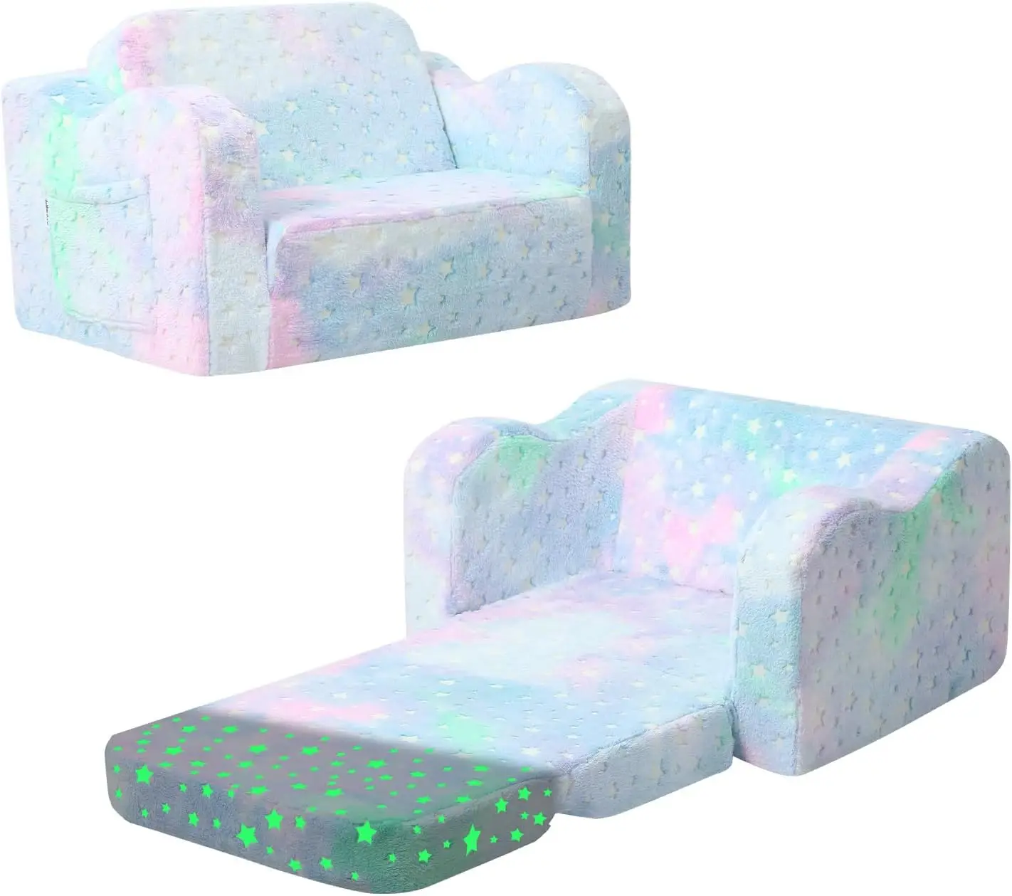 

Складной стул для малышей, мягкий плюшевый складной детский диван, светящийся в темноте, удобное детское кресло для девочек и мальчиков (красочная звезда)
