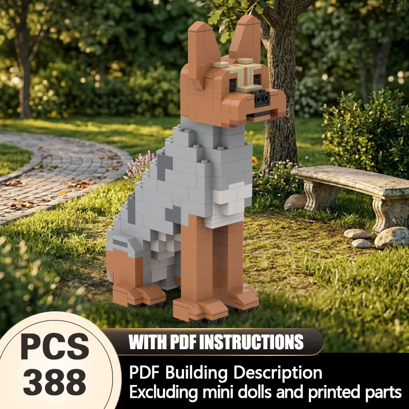 Creators Animal Series Model MOC Building Bricks Blue And Tan Terrier Modular Technology Gift Holiday Assemble Children Toy Suit