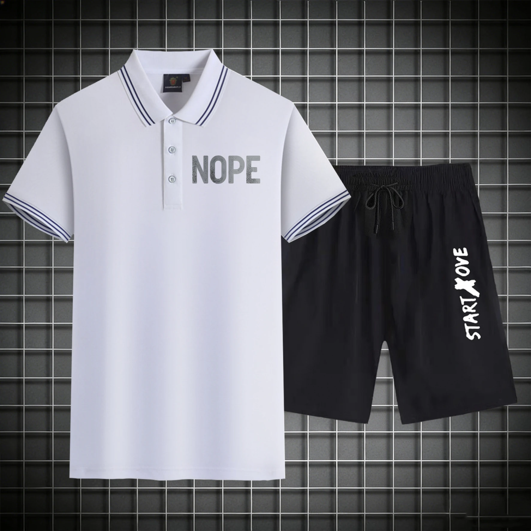 

men's Polos sets 2026 Summer Sportswear 2 piece set Short sleeve sweat suit Polyester men's suits sports suits Printed Graphic