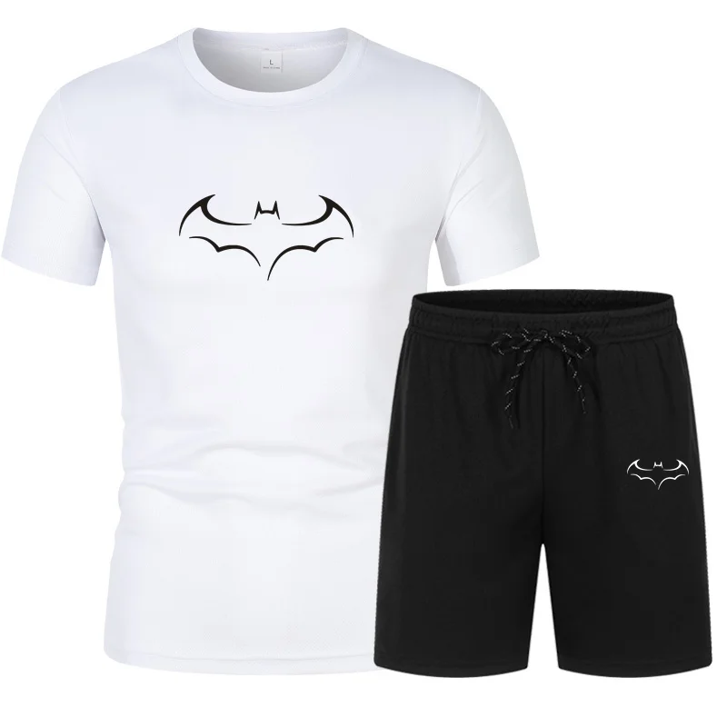 Summer Hot bat Men\'s T-shirt+shorts Set Men\'s Sports Set Print Leisure Fashion Breathable Short Sleeve T-shirt Set - Men\'s Sets