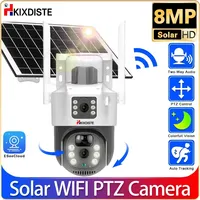 8MP Solar Security PTZ Audio Camera 4K NightVision Dual-Lens Outdoor WiFi Solar Battery Camera PIR Human Detection Auto Tracking