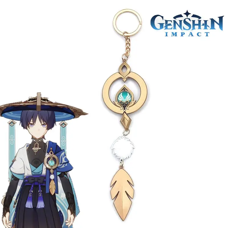 Genshin Impact Keychains Wanderer Vision Of God Keychain Cosplay Venti Nilou Scaramouche Eula Pendant Key Chains Costumes Props