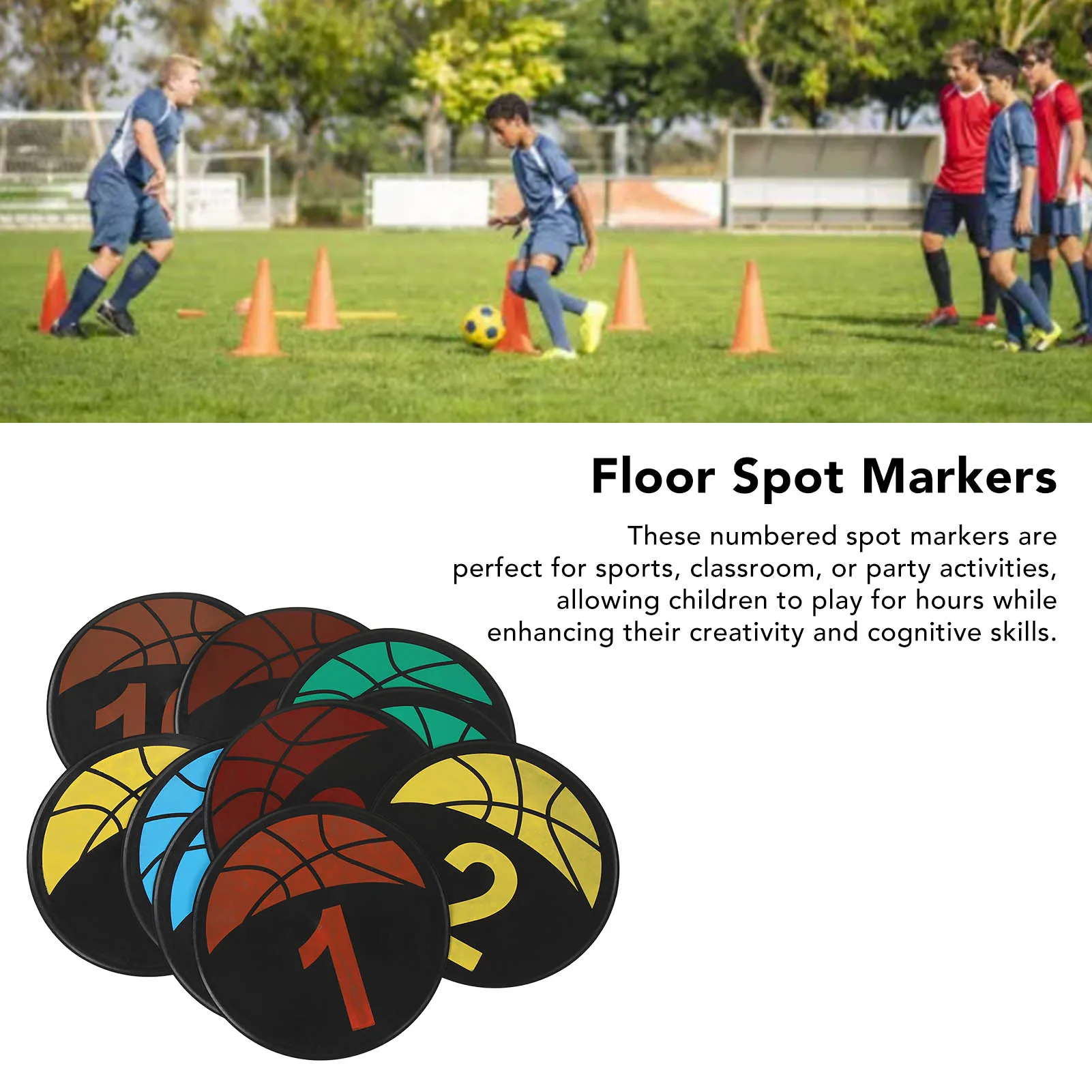 Marcadores de puntos de conos planos, juego de marcadores de puntos de suelo numerados, fútbol, baloncesto, deportes, velocidad, agilidad, números de entrenamiento 1-10