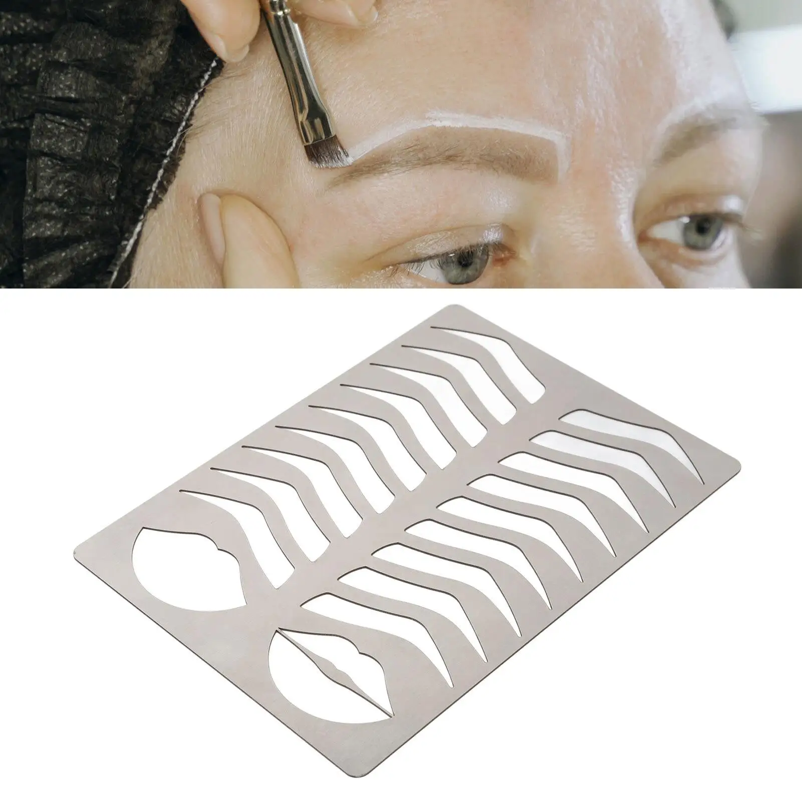 Durable Stainless Steel Brow & Lip Stencils - Easy Clean, Thickened Design for salon Use - Accurate Templates